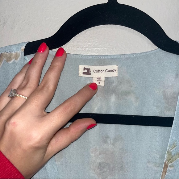 Cotton Candy Floral Front Tie Long Sleeve Easter Dress Sz S - Picture 5 of 5